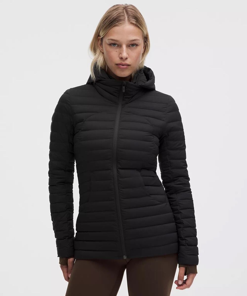 Lululemon Pack It Down Jacket Hooded Puffer Black Goose Down Sz 4 Packable Coat